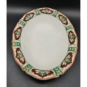 Wood & Sons Woods Ware Nile Oval Serving Bowl Art Deco Hand Coloured England